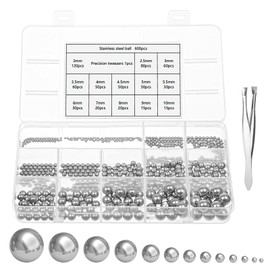 Szaboviktoria 600 Pieces Steel Balls, Stainless Steel Balls, Metal Balls Assortment Kit, Ball Bearing Balls, 13 Sizes, M2-M10, for Bicycle Wheel Precision Inner Bearing, Bicycle Hub, Bearing Cage