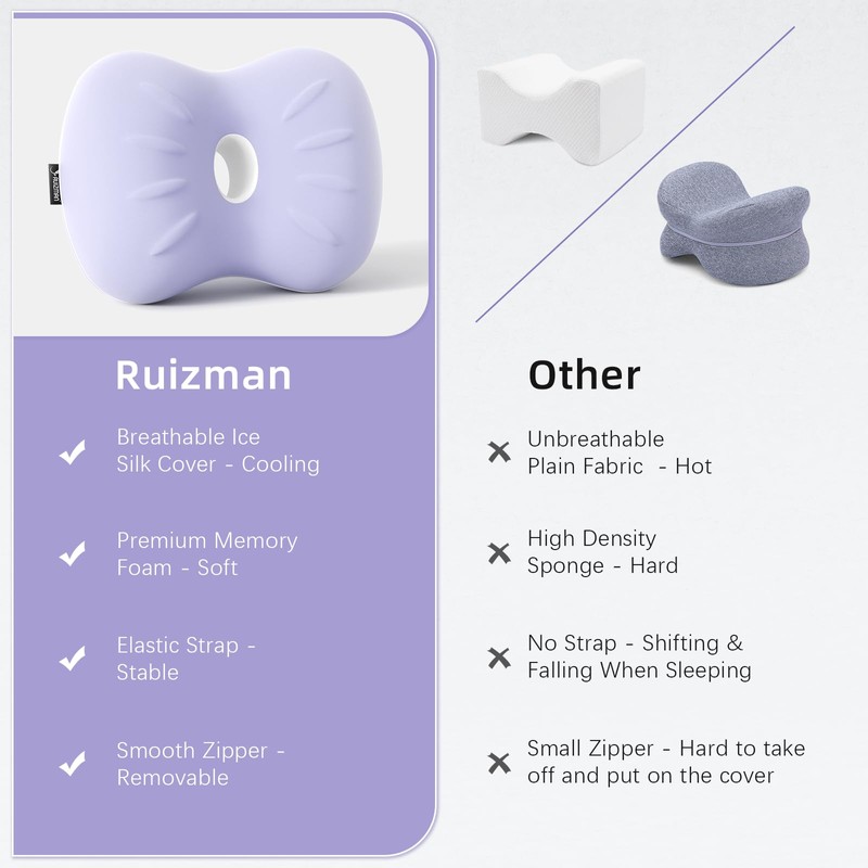 Ruizman Knee Pillow for Side Sleepers - Cooling Leg Pillow