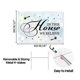 in This House We Believe Yard Sign - Christmas Decorations - Christmas 12x18in Double-Sided Lawn Sign with Metal Stake Made In USA