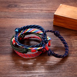 Cupimatch Rope Bracelet, Simple Plain Umbrella Rope Bracelet Nautical Braided Bracelet Adjustable for Men Women, Metal Nylon