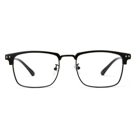 Cyxus Men Blue Light Blocking Glasses Half Rimless Computer Gaming Glasses Square Fashion Glasses Black