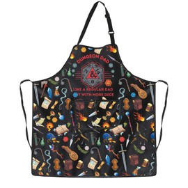 PXTIDY Gaming Kitchen Apron DND Gift Dungeon Dad Like A Regular Dad But With More Dice Funny Gamer Daddy Men Apron (black)