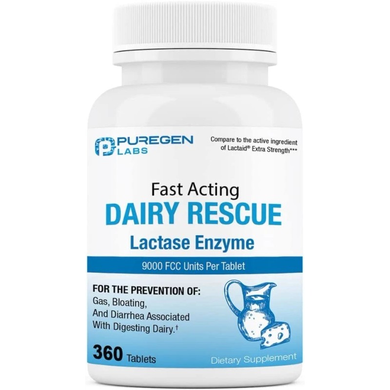 Puregen Dairy Rescue Fast Acting Lactase Enzyme 9000 FCC 360