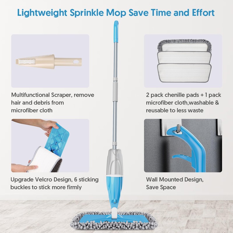 Spray Wet Mops for Floors Cleaning - EXEGO Refillable Floor