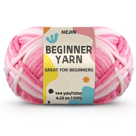 120g Pink Yarn for Crocheting and Knitting; Rainbow Yarn for Beginners with Easy-to-See Stitches;Worsted-Weight Medium #4;Yarn for Beginners Crochet Kit Making