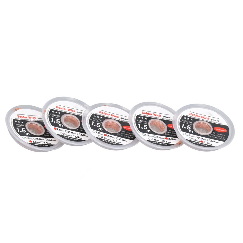 5PCS Solder Wick Red Copper Anti Oxidation Corrosion Resistance Desoldering