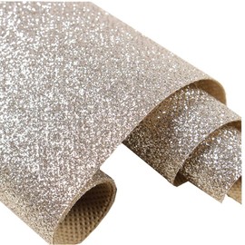 DHHOUSE Self Adhesive Champagne Glitter Wallpaper, Peel and Stick Roll Sparkle Glitter Decor Art Craft Fabric (17.4in x 16.4ft （One Roll）)