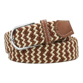 Huyfhksd Mixed Color Woven Stretch Braided Belts for Men and Women Fashion Elastic Belts, S, Beige Coffee
