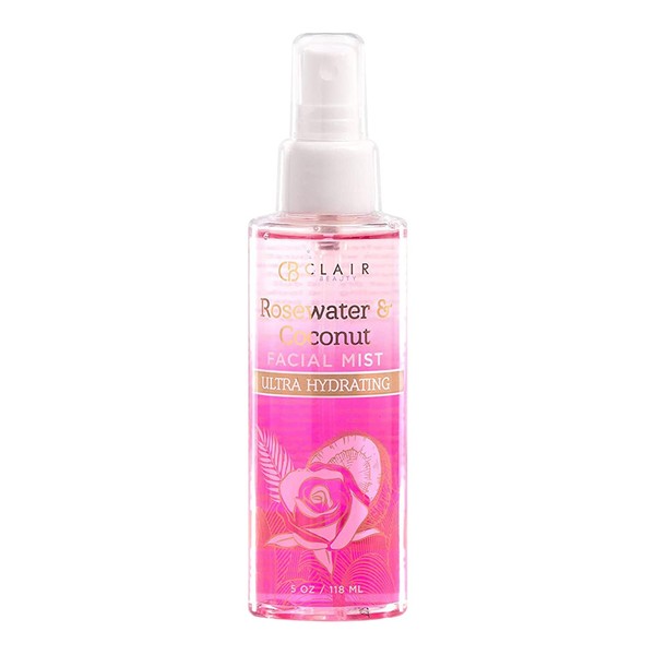 Clear Beauty (Formerly Clair Rosewater & Coconut Face Mist - Refresh and Soothe Tired & Dry Skin, Instant Moisturing & Hydrating Facial Mist Spray - Cruelty Free Korean Skincare For All Skin Types