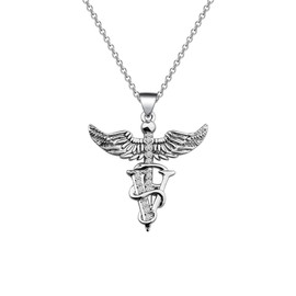 bobauna Veterinary Caduceus Pendant Necklace Vet Tech Jewelry Appreciation Gift for Veterinarian Nurse (Vet Copper Necklace)