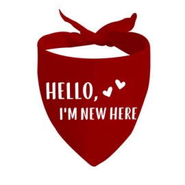 JXGZSO 1 Piece Hello I'm New Here Dog Bandana New Puppy Reveal Dog Bandana New Puppy Announcement Gift (New Here D CA)