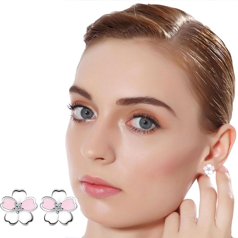 YOBOKO Studs Earrings,Fashion Sparkly Diamond Party Earring, Shinning Sterling Silver