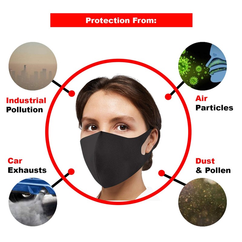 Generise Reusable Face Mask Black Face Mask x5 - Polyurethane