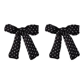 Polka Dot Mini Bow Hairclip Side Hair Clip Alligator Bow Clips Satin Ribbon Hairpin for Long Short Tail Hairs White Spotted Bowknot Slide Hair Accessories Barrette for Women Girl 2 PCS Black