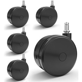 Nerilee 5 Pcs 4'' Extra Large Chair Wheels Heavy Duty Casters – Twin Wheel Caster with 7/16" x 7/8" Grip Ring for Office Chairs, Furniture, Hardwood Floor & Carpet Safe (Black)