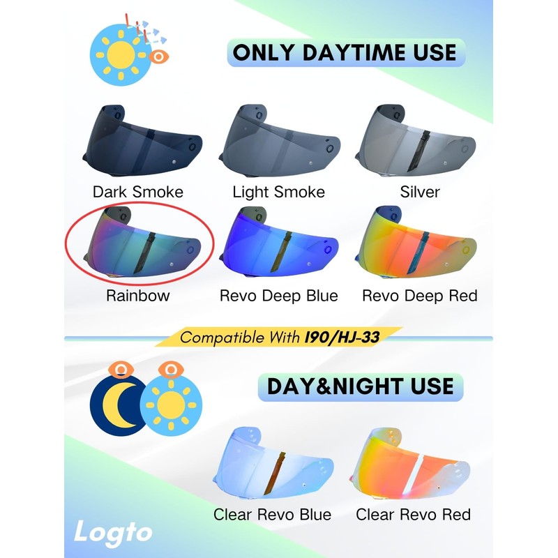 Logto Compatible With HJC i90 Helmet Visor Replacement HJ 33