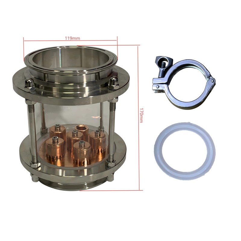 4 inch Glass Reflux Column Section with Copper Bubble Plate