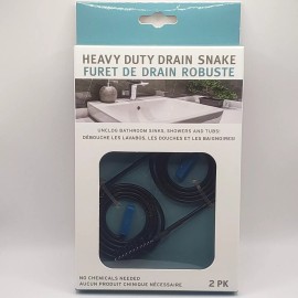 Heavy Duty Drain Snake 2 Pack Fix Clogged Drains Sink Shower Tub