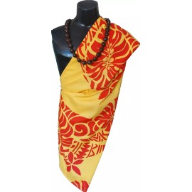 Unbranded Pareo Polynesian Hawaii Swimwear Cover Up Beach Sarong Lava ~ Red Yellow Ali'i