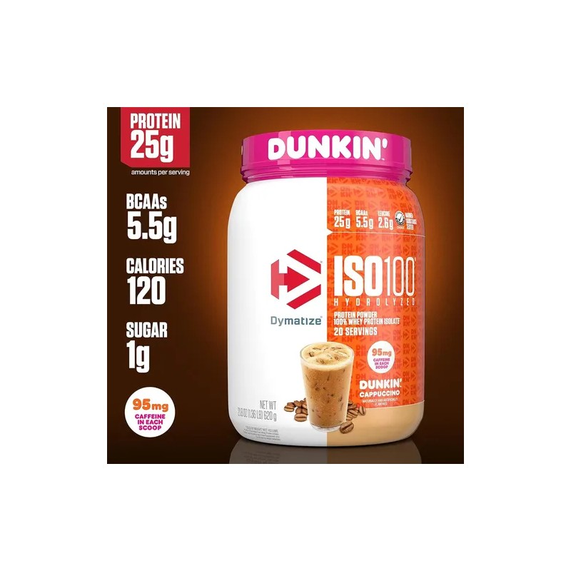 Dymatize Iso 100 20 Servicios 620 Gr Dunkin Capuccino