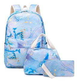 Nawoshow School Backpacks Set for Teen Girls with Lunch Bag Travel Laptop Backpack Casual Daypacks (Light Blue)