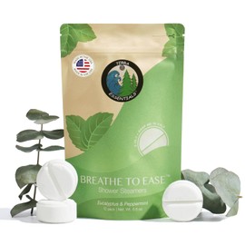 Terra Essentials Pastillas de Ducha de Eucalipto (12 Unidades) – Aromaterapia con Eucalipto Y Menta, Naturales, para Aliviar El Estrés Y Relajarse