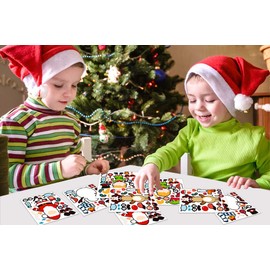 FaCraft Christmas Stickers for Kids, 24 Sheet Christmas Party Game Craft,Funny Make Your Own Christmas Stickers DIY Snowman Face Sticker for Christmas Activities Games, Christmas Party Favors Supplies