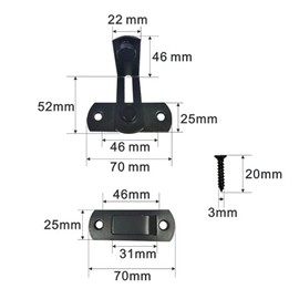 TONAUP Stainless Steel Door Latch, Small Sliding Door Lock, 90 Degree Door Lock, Interior Door, Flip Latch with Fixed Screw, Bolt Latch Black for Barn Sliding Door, Wine Cabinet