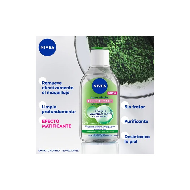 Agua Micelar Nivea Efecto Mate Complejo Aminoácido 400 Ml