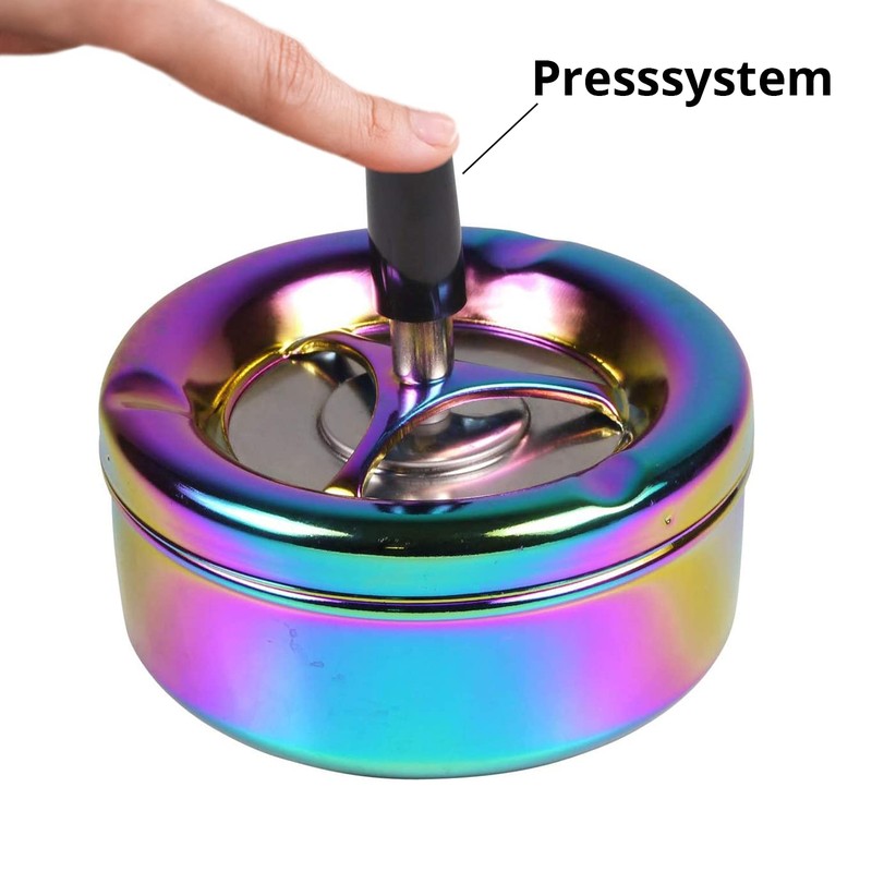 kogu Rotating Ashtray in Rainbow Design, Colourful Shiny, 11 cm