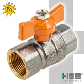 HSE UNISOL Solar Ball Valve Type 1611, Both Internal Thread Rp 1/2 Inch (DN 15), Wing Handle, MS Chrome-Plated