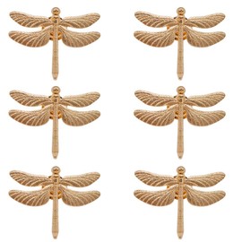 Vivicap 6 Pcs Creative Dragonfly Gold Ancient tin Knob Hardware Furniture Decoration Pull Handle for Drawer Dresser Wardrobes Closet Kitchen Cupboard Livingroom Bedroom (Gold)
