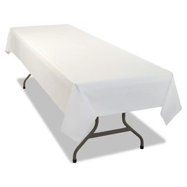 Tablemate, 549WH, Table Set Rectangular Table Cover, Heavyweight Plastic, 54 x 108, White, 6/Pack, Sold as 1 Pack