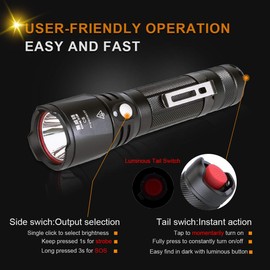 Small Tactical Flashlights Military Grade with Holster Holder Waterproof IPX8 Super Bright Led Flashlight High Lumens 18650 CR123A EDC Pocket Police Mini Torch Camping Lantern Light w Battery Charger
