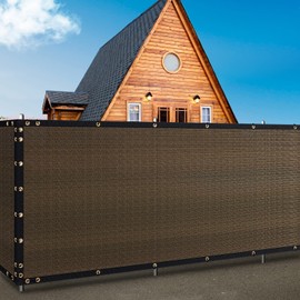 6' x 50' Heavy Duty Privacy Screen Fence, 90% Blockage Brown Mesh Shade Net Cover with Brass Grommets for Garden, Yard, Wall, Backyard, Chain Link Fence - Includes 75 Zip Ties (6' x 50', Brown)