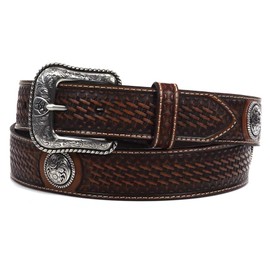 ARIAT Men's Basket Stamp Circle Concho Belt, Tan, 40