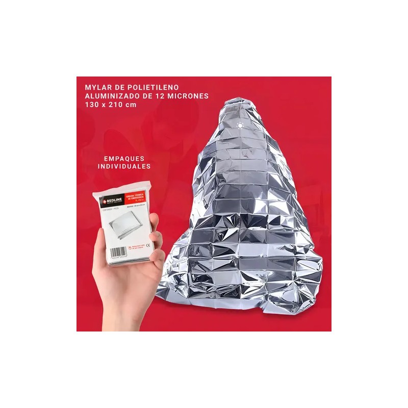 Sábana Térmica Aluminio Redline RL-EBL01 Pack 24 Manta Emergencia Impermeable