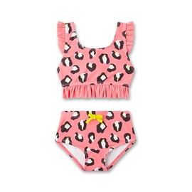 Sanetta Girls Bikini Pink Leo Pattern | Comfortable and Cuddly Bikini Made from Recycled Polyester Mix for Girls Swimwear for Children, pink, 116