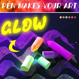 Feifeiya 12 Pcs Glow in the Dark Chalk Under Blacklight, 6 Neon Colors Washable Dustless UV Sidewalk Chalk for Black Light Party Playground Chalkboard Birthday Gift and Outdoor Drawing (Crayon)