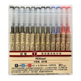 REXloyal 12 Pcs 0.35mm 3color Gel Ink Pen Japanese Stationery Extra Fine Chinese Ballpoint Pen for Office School Korean Stationery Supply