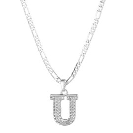 kelistom Initial Necklace for Women Men, Gothic 14K Gold Plated 26 Letters Pendant Necklace, Figaro Paperclip Chain with Extension, chain length:18", Copper, No Gemstone