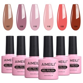 AIMEILI Semi-permanent UV LED Gel Nail Polish Semi-permanent Nail Polish Kit Colored Gel Polish for Manicure Soak Off Gel Polish Set 6 x 10 ml - Set Number 30