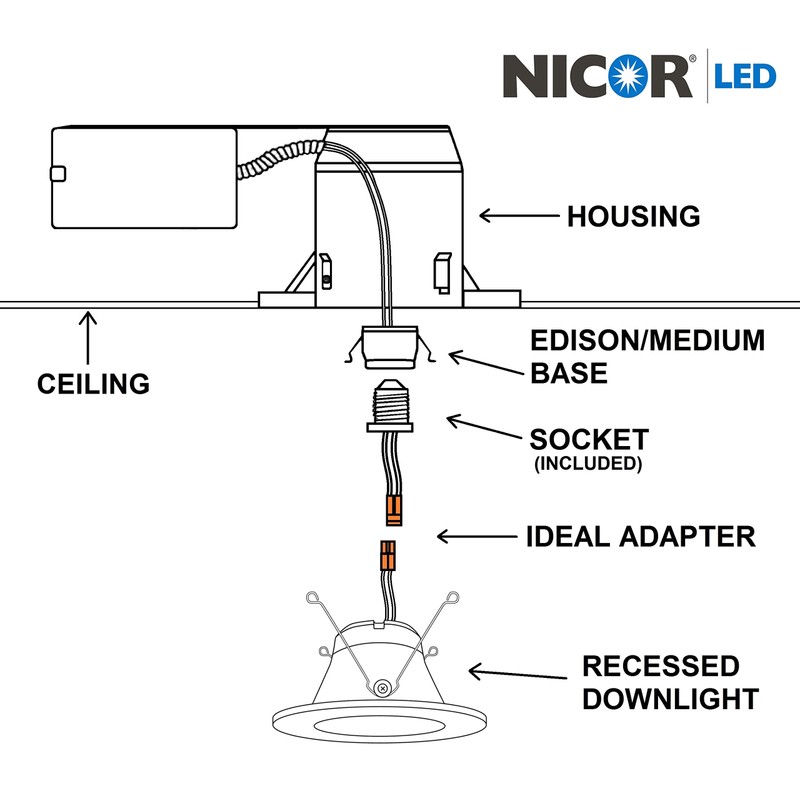 NICOR Lighting 5/6 inch LED Gimbal Downlight Retrofit Kit, 3000K