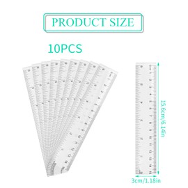 NiceLand Pack of 10 15 cm Plastic Ruler, Transparent Ruler with Metric & Inch Scale Ruler Precision Measuring Tool for School, Office, Home
