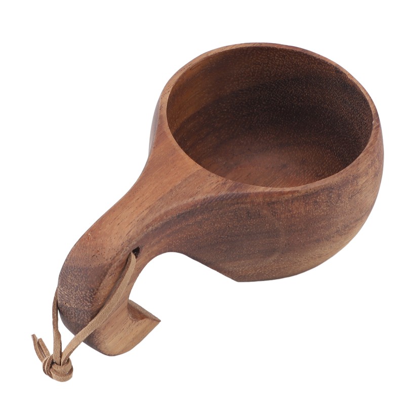 Wooden Coffee Cup with Handle Comfortable Grip Rustic Decorative Milk