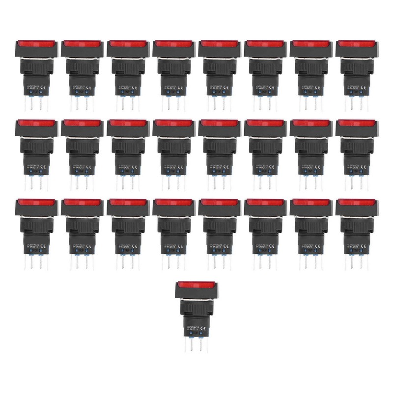 25Pcs Momentary Push Button Switch Self Locking Rectangle with Light