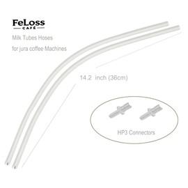 2x Milk Tubes Hoses L=36cm(14.2in） compatible for Jura Coffee Machines frothing nozzles +2x Jura HP3 milk Hose Connectors（72249）
