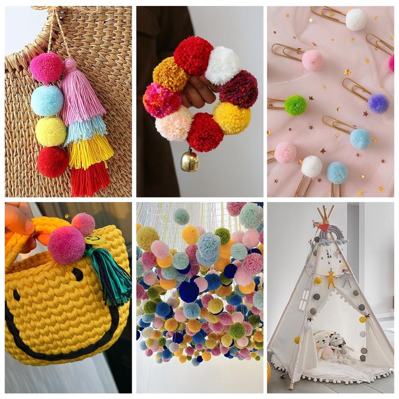 BENECREAT 12pcs Pom Pom Maker Wood Pompom Maker Tool 1/1.5/2/2.5/3/3.5