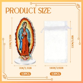12 Pcs Our Lady of Guadalupe Statues Virgen De Guadalupe Statues Baptism Favors 4.7” Acrylic the Blessed Virgin Mary Statue Baptism Centerpieces for Table Baby Shower Favors Religious Catholic Decor