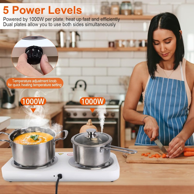2000W Electric Double Burner Portable Coil Heating Hot Plate Stove